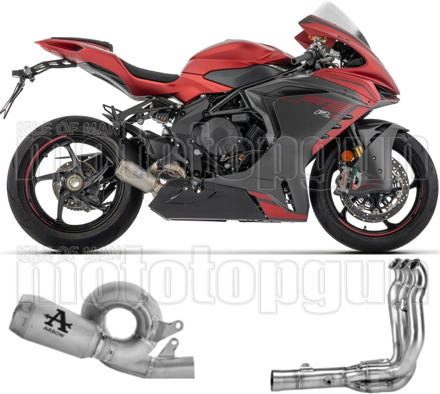 Sistema De Escape Completo Sin Catalizador Y Sin Homologación Acústica Pro-Race Cuerpo De Titanio Y Tapa De Titanio - Arrow Special Parts Compatible Con Mv Agusta F3 800 (2022-2026)