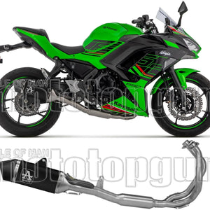 Sistema De Escape Completo Sin Catalizador Y Sin Homologación Acústica Veloce Aluminio Negro Carbono - Arrow Special Parts Compatible Con Kawasaki Ninja 650 (2024-2026)