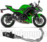 Sistema De Escape Completo Sin Catalizador Y Sin Homologación Acústica Veloce Aluminio Negro Carbono - Arrow Special Parts Compatible Con Kawasaki Z 650 (2024-2026)