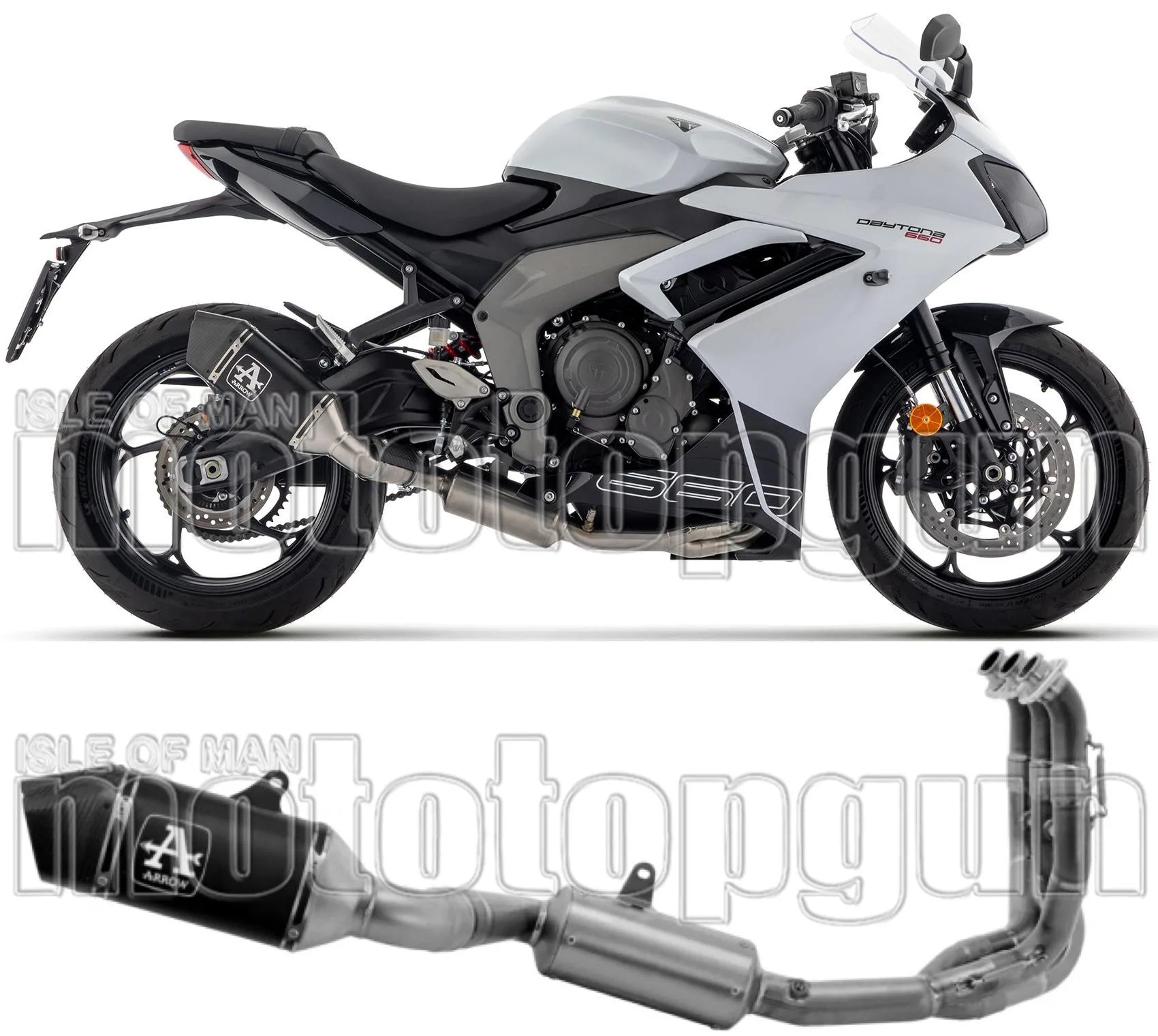 Sistema De Escape Completo Sin Catalizador Y Sin Homologación Acústica Veloce Aluminio Negro Carbono - Arrow Special Parts Compatible Con Triumph Daytona 660 (2024-2026)