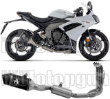 Complete Exhaust System Without Catalytic Converter And Without Sound Certification Veloce Black Aluminium Carbon - Arrow Special Parts Compatible With Triumph Daytona 660 (2024-2026)