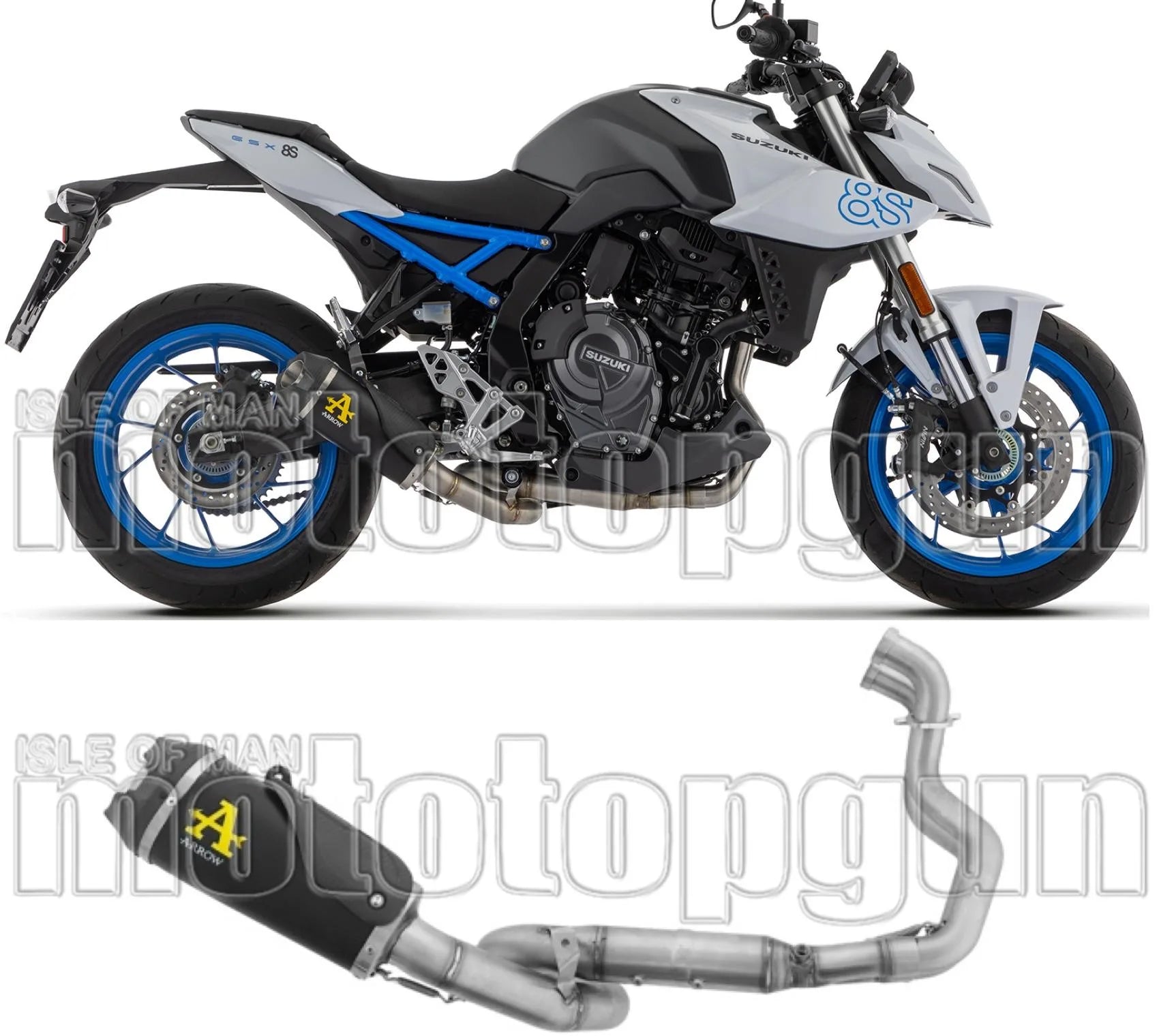 Sistema De Escape Completo Sin Catalizador Y Sin Homologación Acústica Works Acero Negro Fondo Carby - Arrow Special Parts Compatible Con Suzuki Gsx 8R (2024-2026)