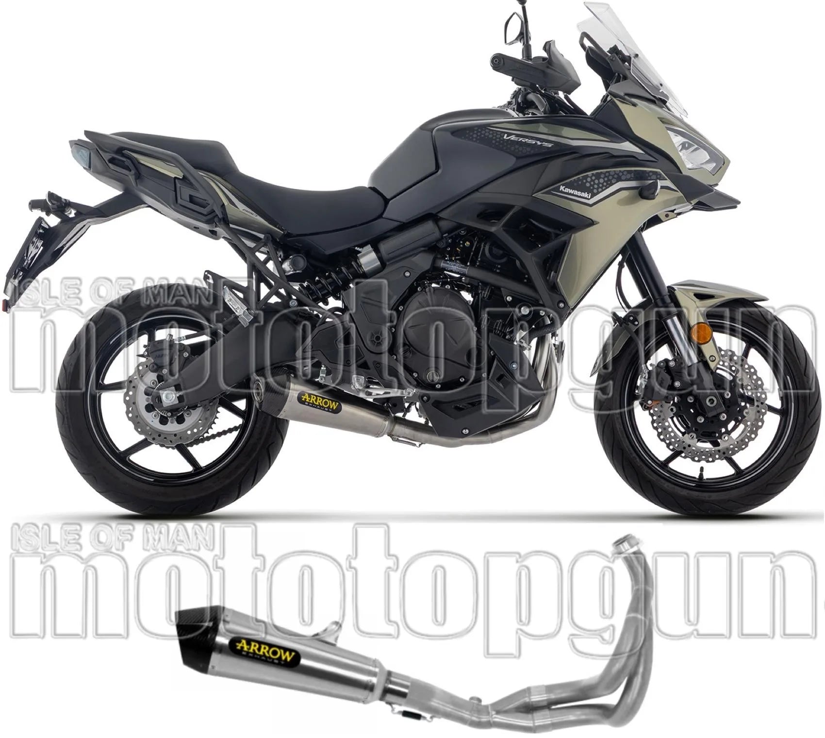 Sistema De Escape Completo Sin Catalizador Y Sin Homologación Acústica X-Kone Titanio Negro Fondo Carby - Arrow Special Parts Compatible Con Kawasaki Versys 650 (2025-2026)