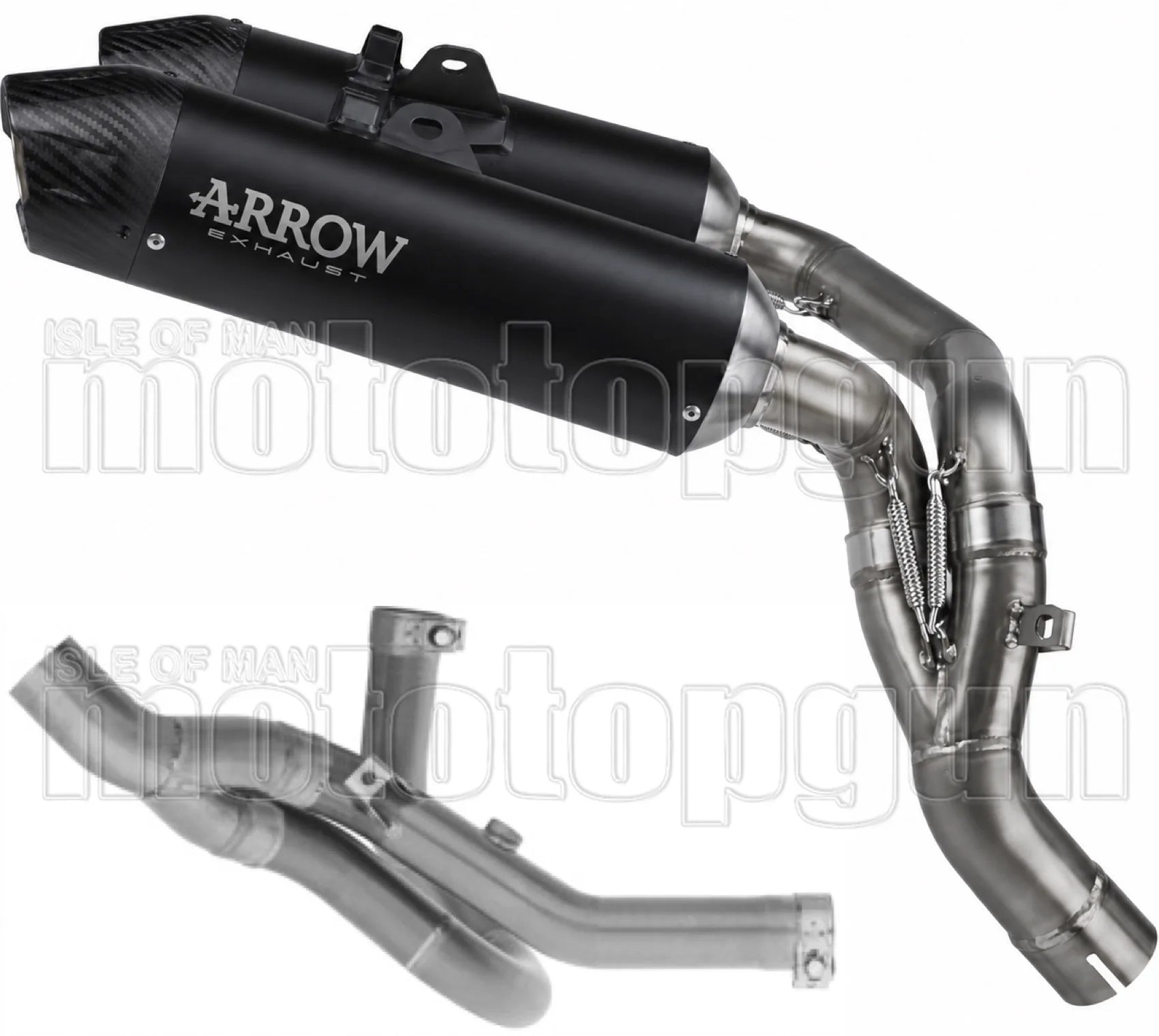 Tubo De Escape Sin Catalizador Y Sin Homologación Acústica Round Cuerpo De Titanio Negro Y Tapa De Carbono - Arrow Special Parts Compatible Con Ducati Hypermotard V2 (2026)