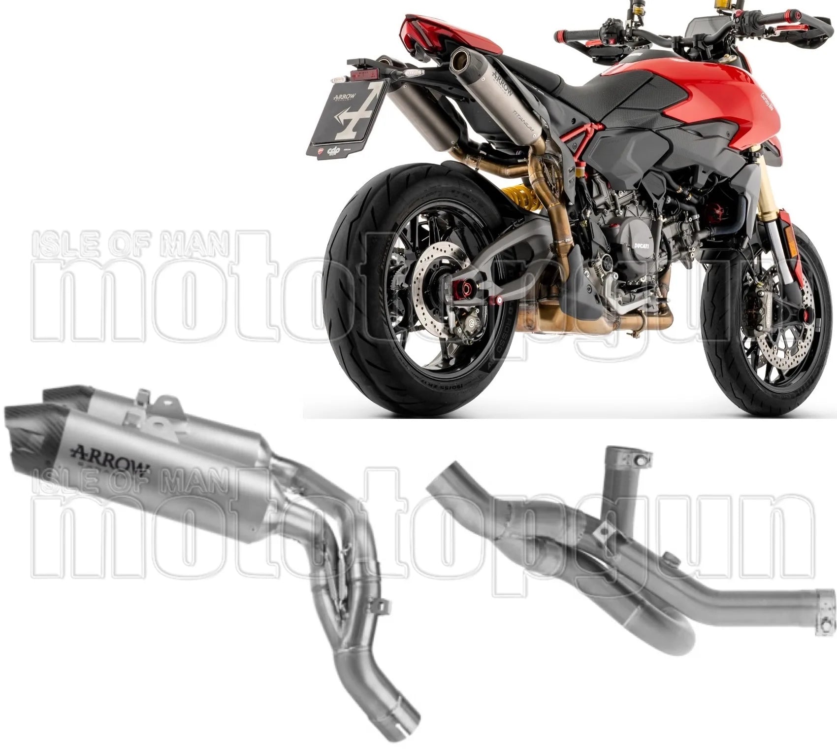 Tubo De Escape Sin Catalizador Y Sin Homologación Acústica Round Cuerpo De Titanio Y Tapa De Carbono - Arrow Special Parts Compatible Con Ducati Hypermotard V2 (2026)
