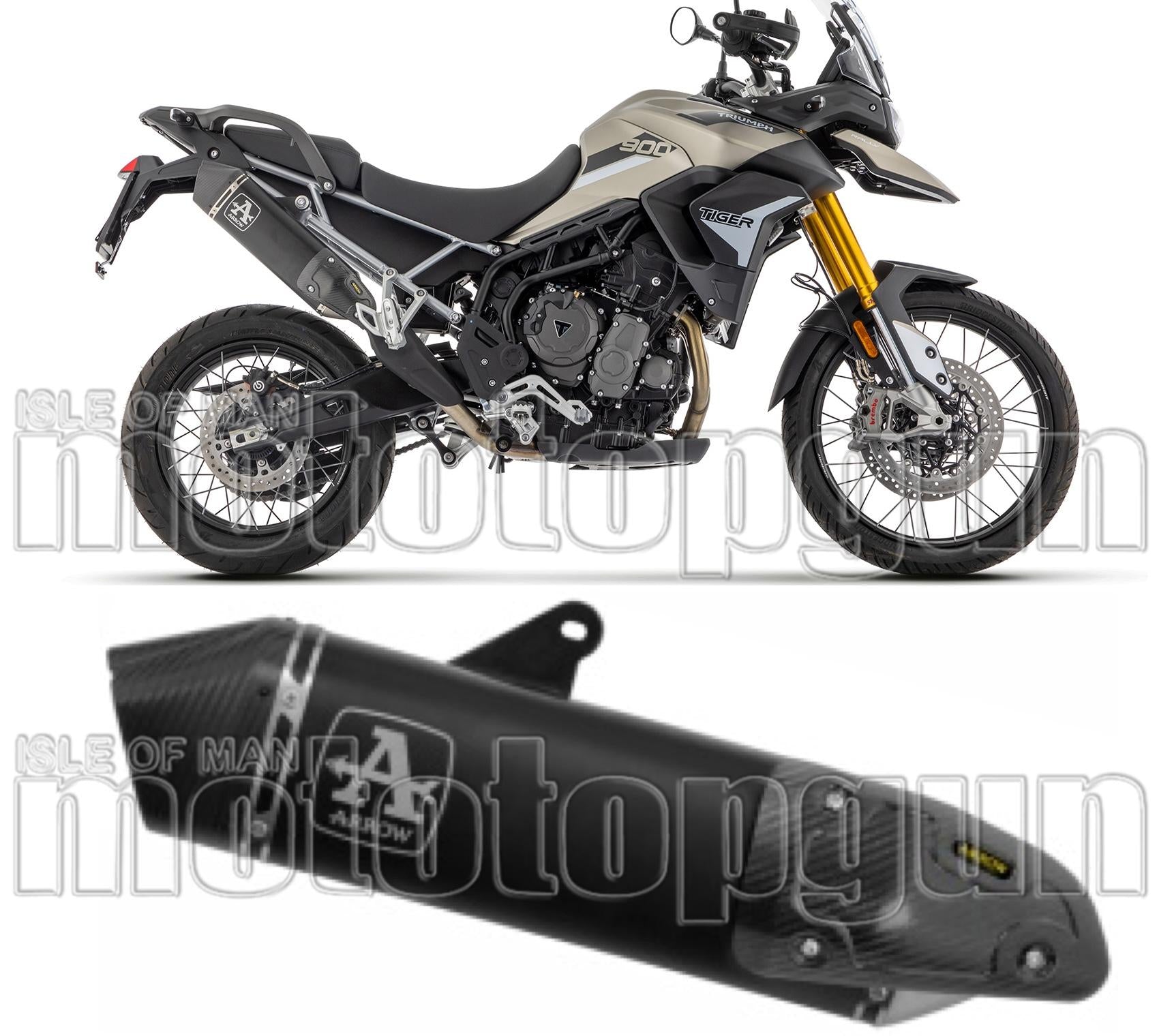 Exhaust Tip Without Sound Certification Veloce Black Aluminium Carbon - Arrow Special Parts Compatible With Triumph Tiger 850 (2020-2024)