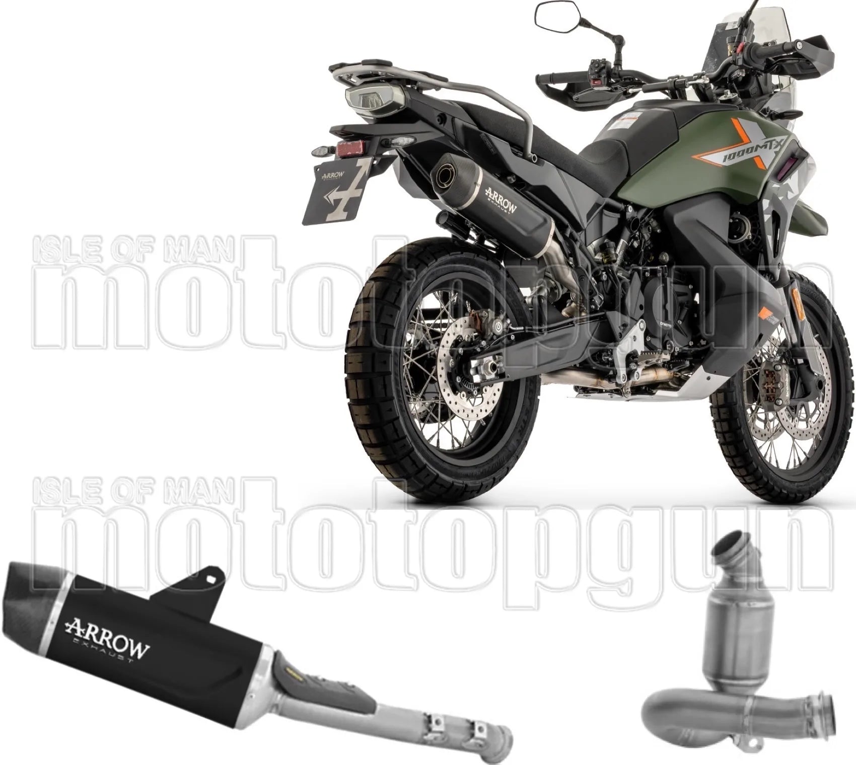 Tubo De Escape Sin Catalizador Y Con Homologación Acústica Indy-Race Evo Cuerpo De Aluminio Negro Y Tapa De Carbono - Arrow Special Parts Compatible Con Cfmoto 1000 Mt-X (2026)