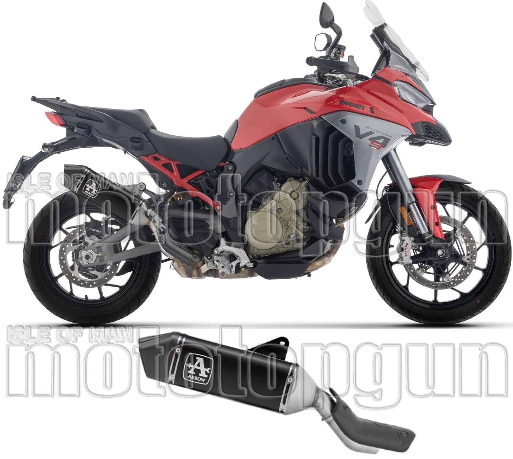 Tubo De Escape Sin Homologación Acústica Veloce Titanio Negro Fondo Carby - Arrow Special Parts Compatible Con Ducati Multistrada V4 - S (2025-2026)