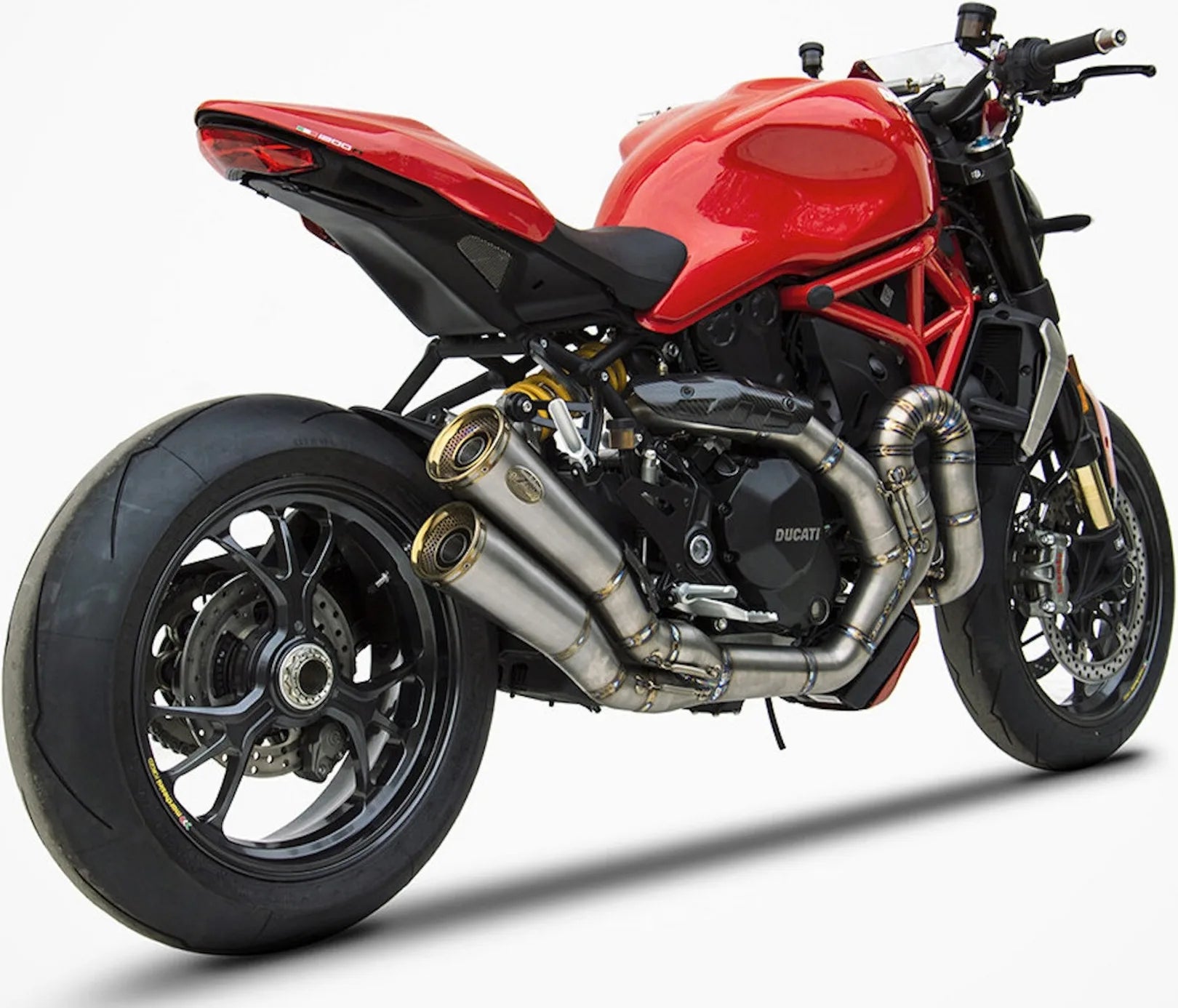 Sistema De Escape Completo Sin Catalizador Y Sin Homologación Acústica Acero Copa Bronce - Zard Compatible Con Ducati Monster 1200 S (2014-2016)