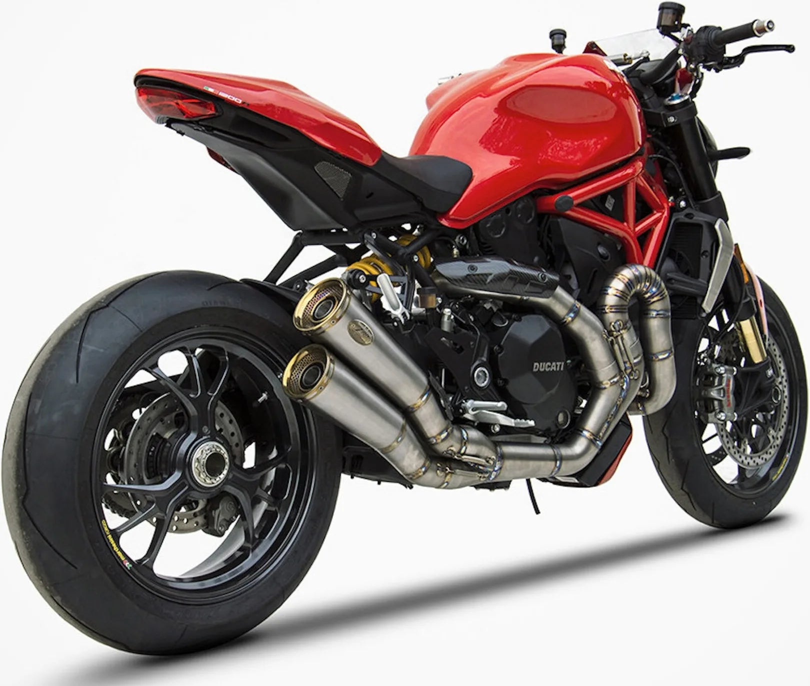 Sistema De Escape Completo Sin Catalizador Y Sin Homologación Acústica Acero Copa Bronce - Zard Compatible Con Ducati Monster 1200 R (2016-2019)