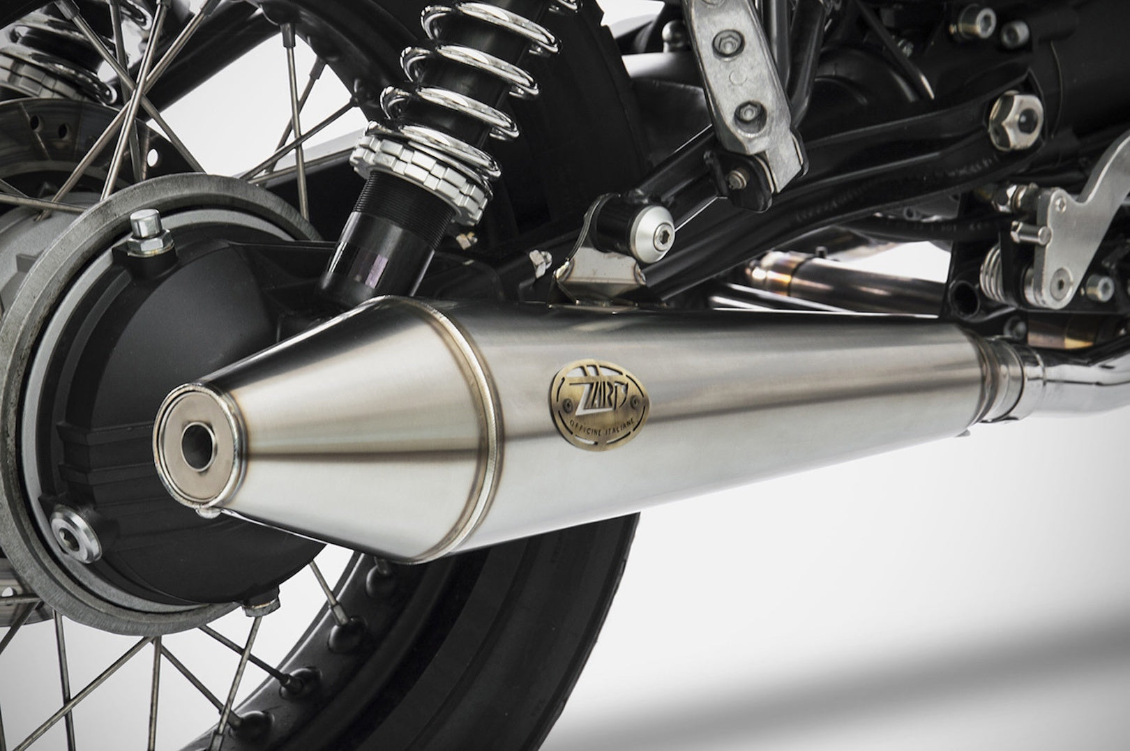Exhaust Tip Without Sound Certification Conical Stainless Steel - Zard Compatible With Moto Guzzi V7 Café Classic - Stone (2008-2015)