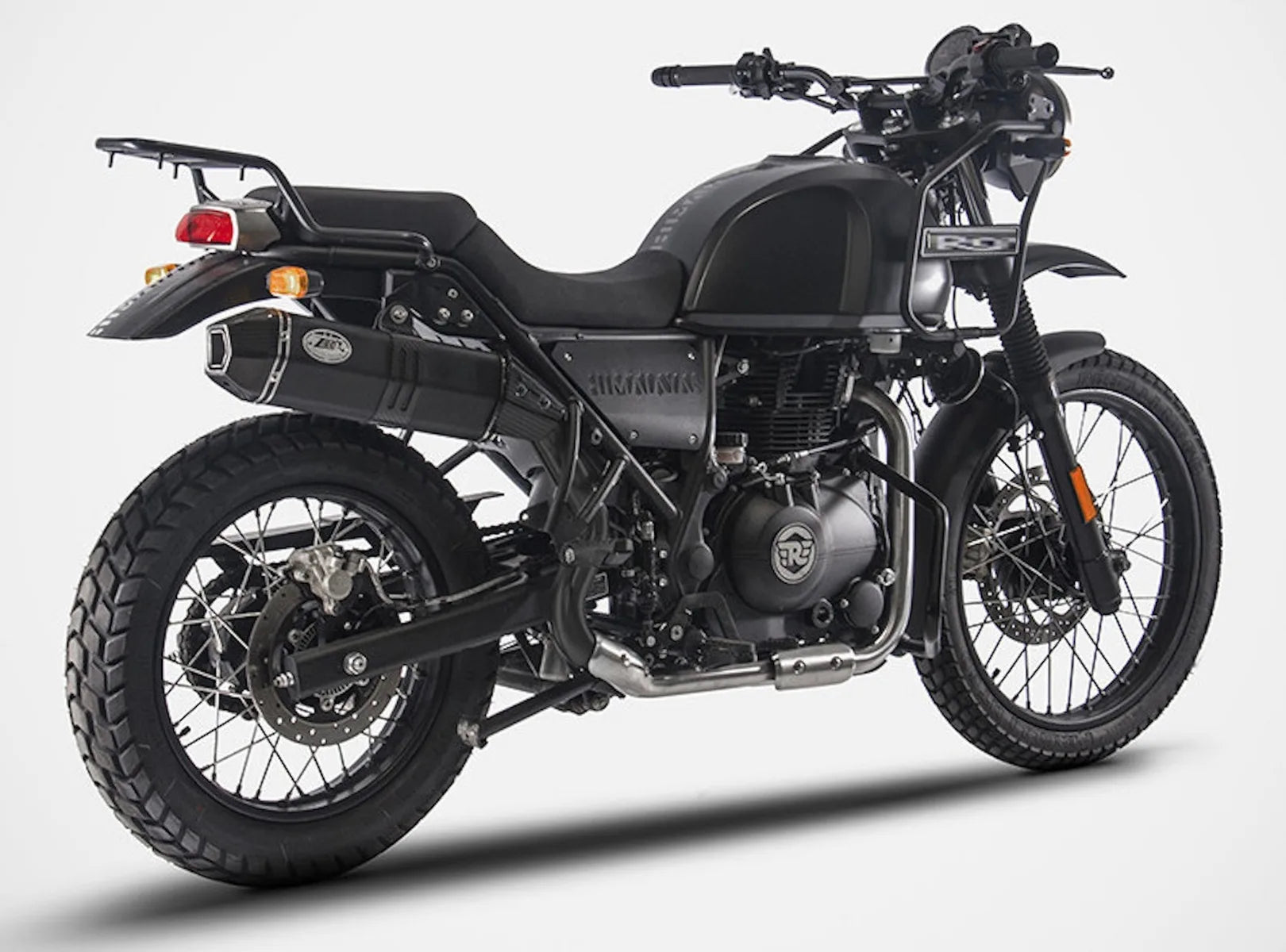 Tubo De Escape Sin Homologación Acústica Penta High Acero Negro Copa Carbono - Zard Compatible Con Royal Enfield Himalayan (2021-2023)