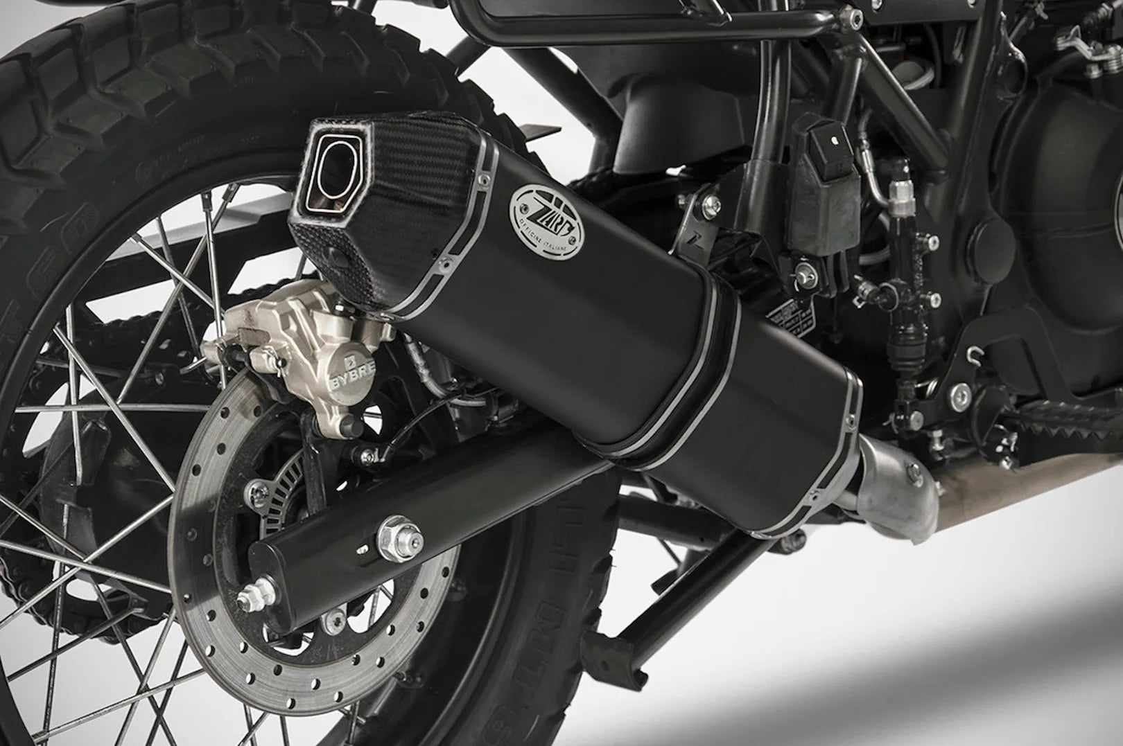 Tubo De Escape Sin Homologación Acústica Penta Low Acero Negro Copa Carbono - Zard Compatible Con Royal Enfield Himalayan (2017-2023)