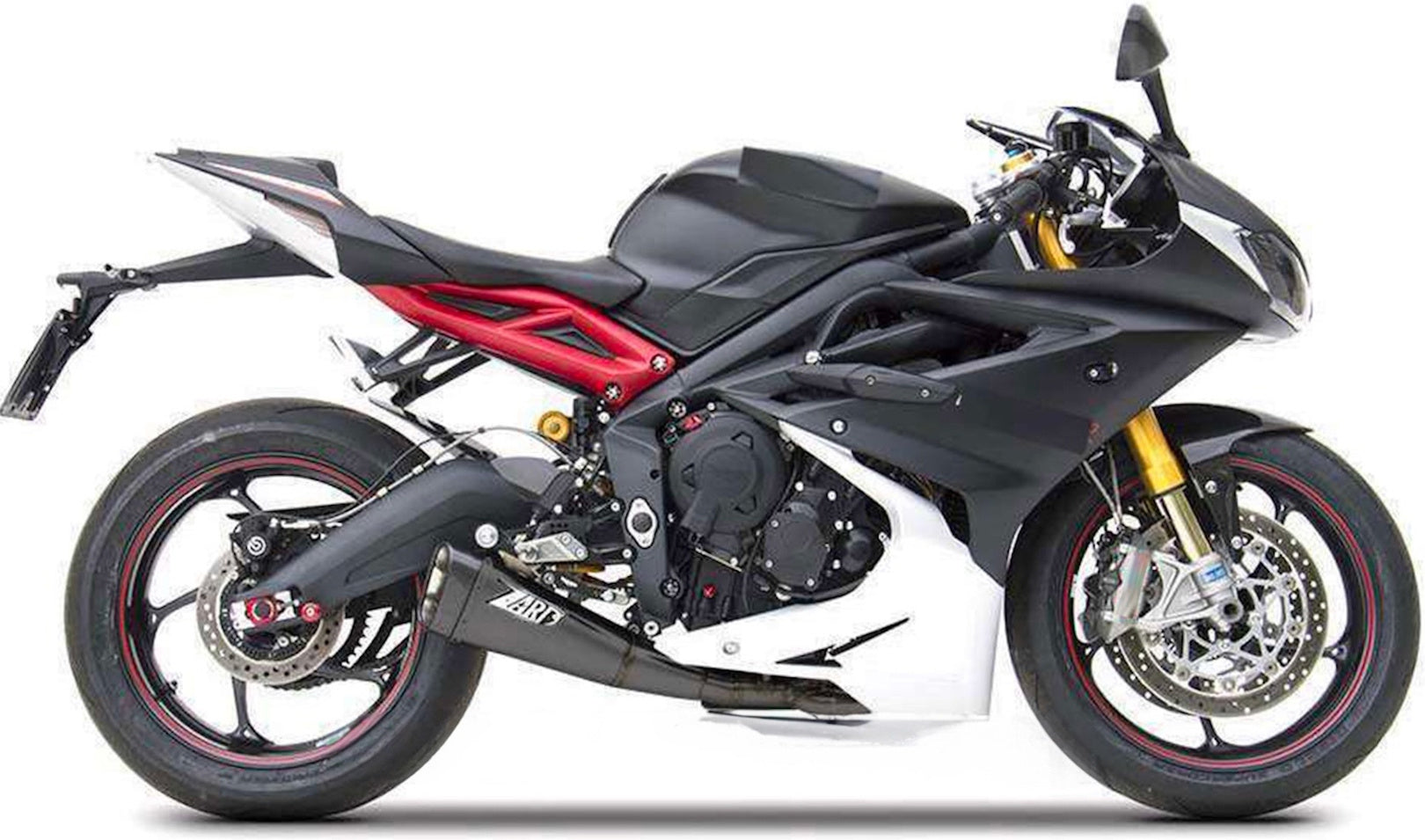 Exhaust Tip Without Sound Certification Short Steel Black Endcap Carbon - Zard Compatible With Triumph Daytona 675 (2013-2016)