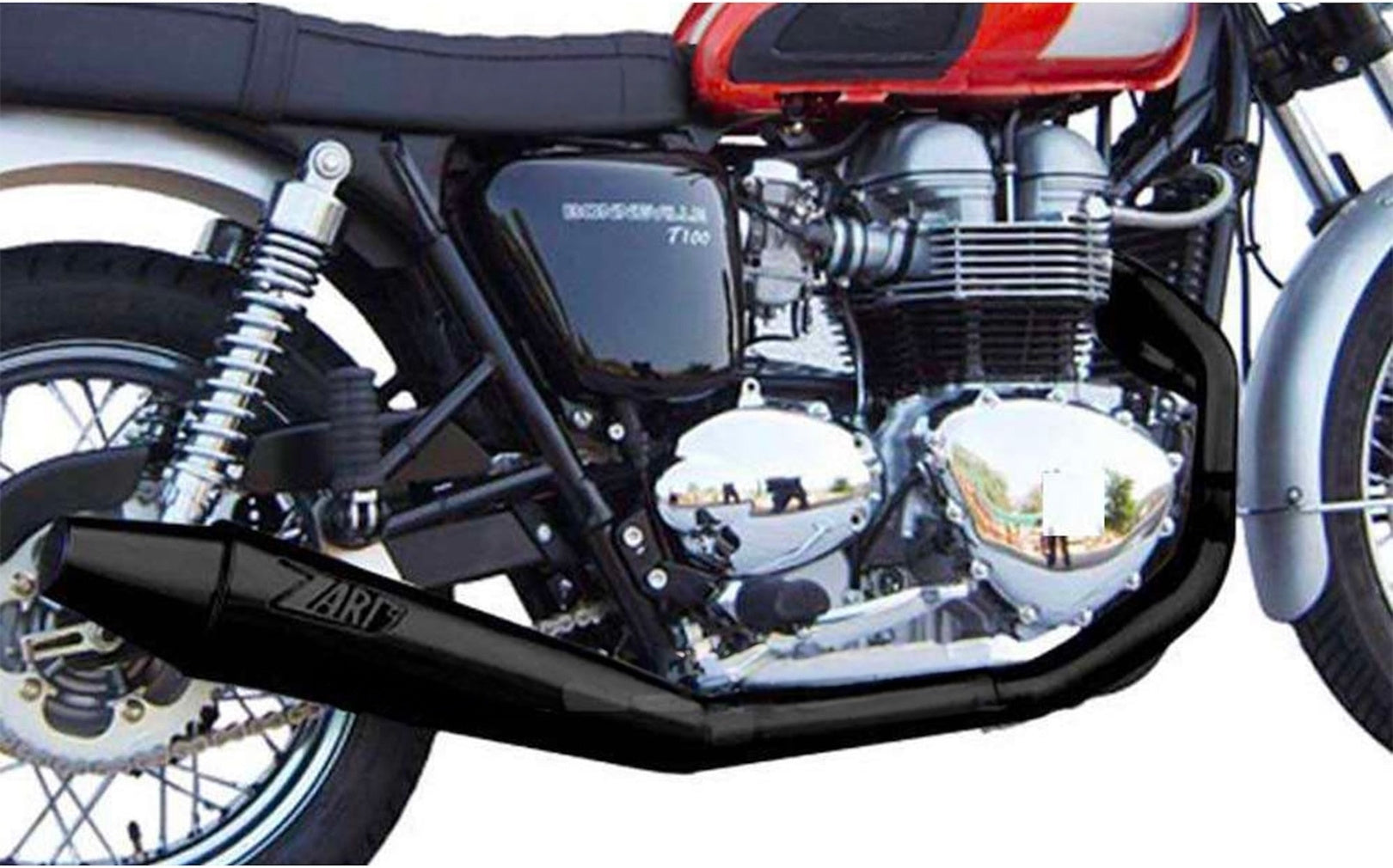 Complete Exhaust System Without Catalytic Converter And Without Sound Certification Conical Low Steel Black - Zard Compatible With Triumph Thruxton 900 (2001-2016)