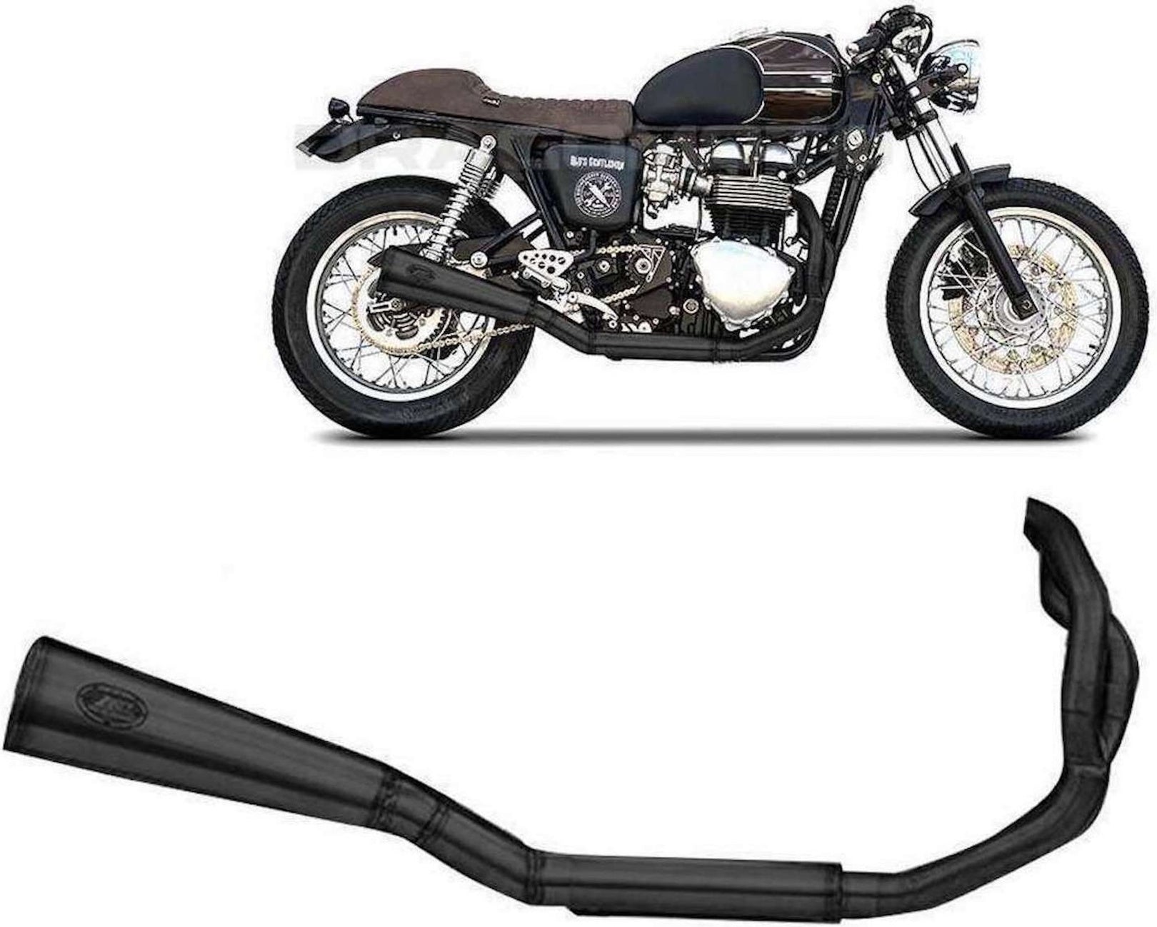 Complete Exhaust System Without Catalytic Converter And Without Sound Certification Bad Child Steel Black - Zard Compatible With Triumph Bonneville T100 (2001-2016)