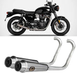 Sistema De Escape Completo Sin Catalizador Y Sin Homologación Acústica Acero Polish - Zard Compatible Con Triumph Bonneville T100 (2017-2023)
