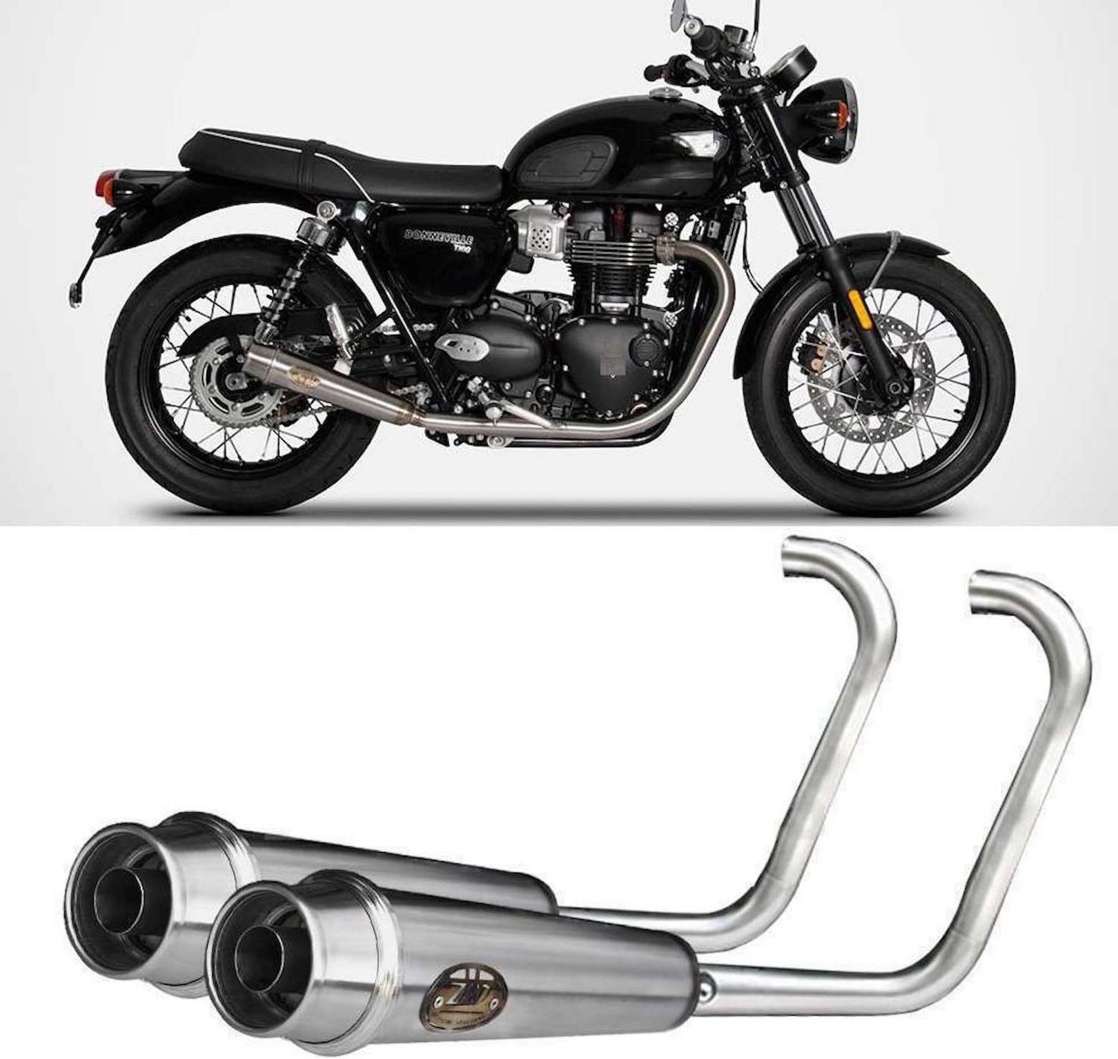 Complete Exhaust System Without Catalytic Converter And Without Sound Certification Back Stainless Steel - Zard Compatible With Triumph Bonneville T120 (2016-2020)