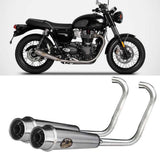 Complete Exhaust System Without Catalytic Converter And Without Sound Certification Back Stainless Steel - Zard Compatible With Triumph Bonneville T120 (2016-2023)