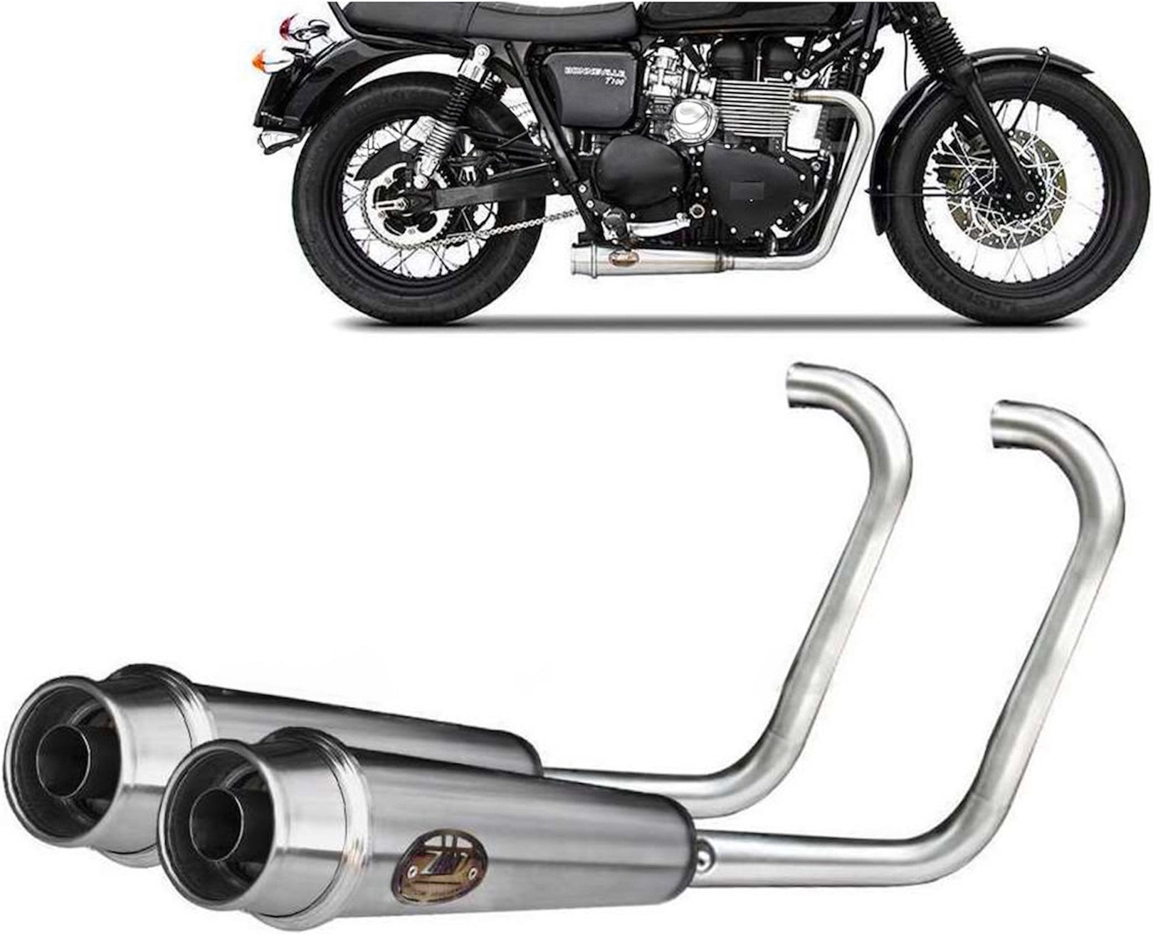 Complete Exhaust System Without Catalytic Converter And Without Sound Certification Stainless Steel Polish - Zard Compatible With Triumph Bonneville T100 (2001-2016)