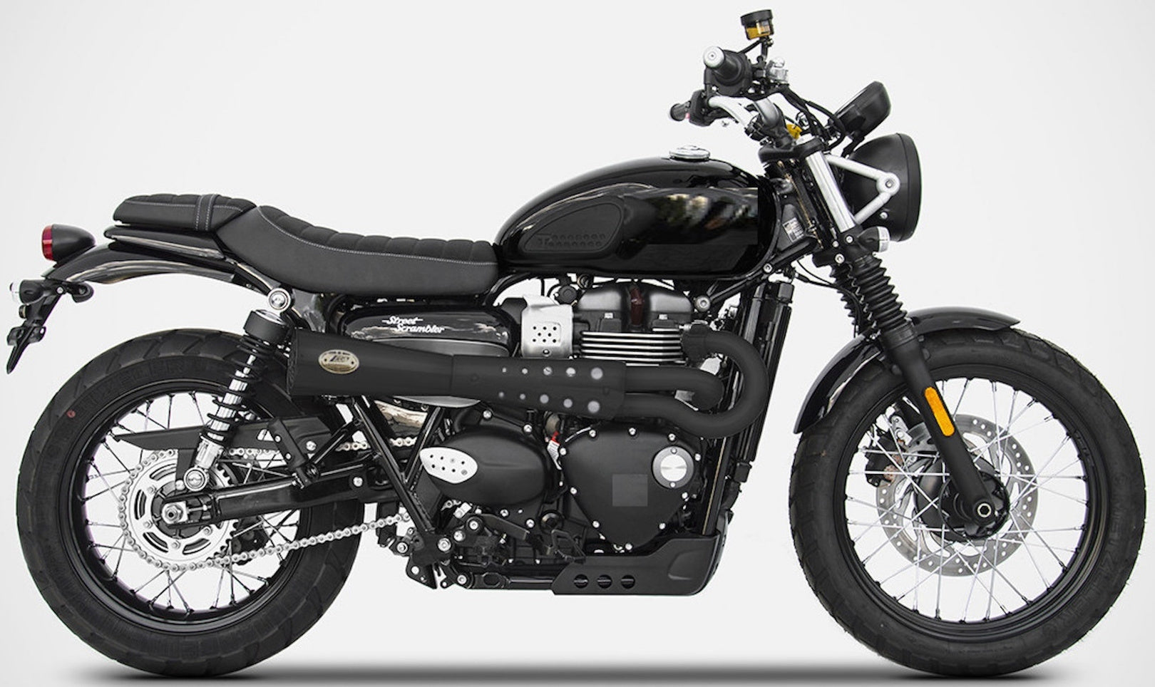 Complete Exhaust System Without Catalytic Converter And Without Sound Certification Tiger70 Steel Black - Zard Compatible With Triumph Scrambler 900 (2017-2023)