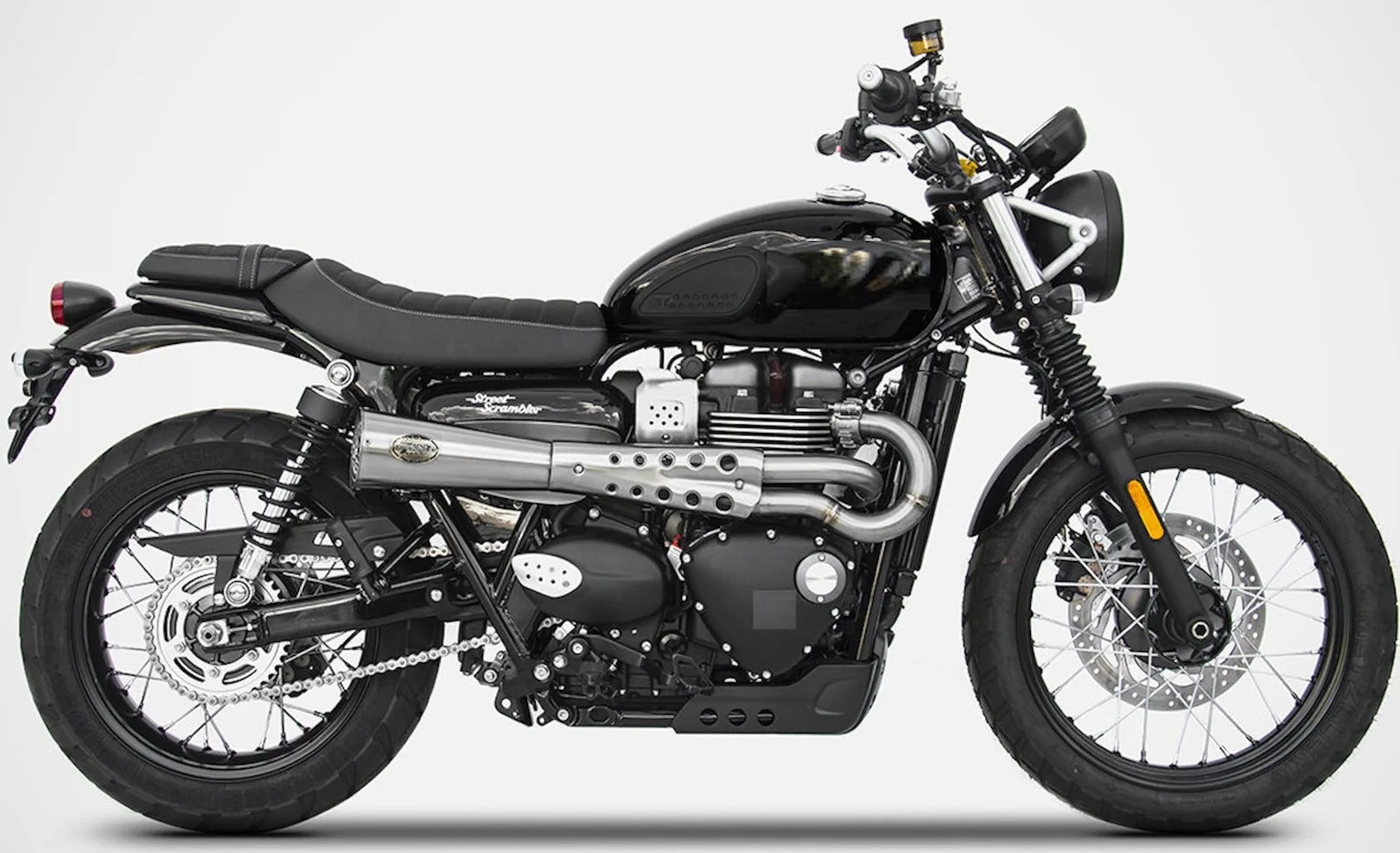 Sistema De Escape Completo Sin Catalizador Y Sin Homologación Acústica Tiger70 Acero - Zard Compatible Con Triumph Street Scrambler 900 (2017-2023)
