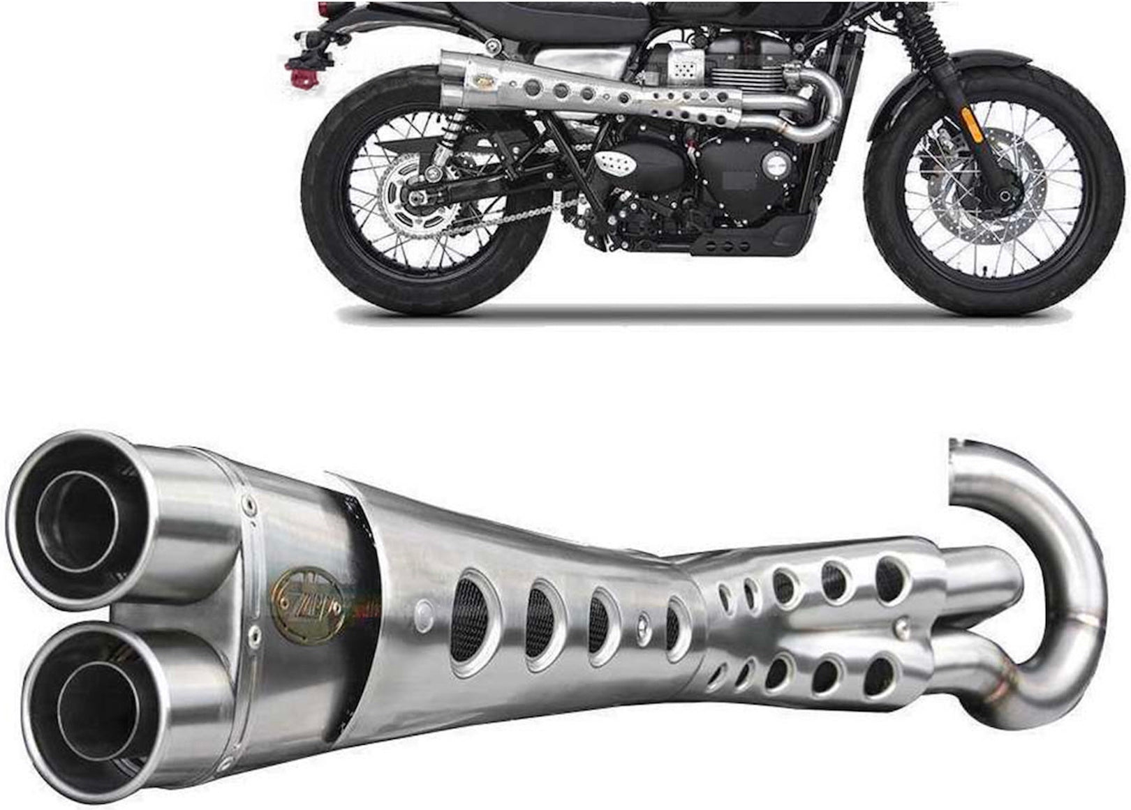 Complete Exhaust System Without Catalytic Converter And Without Sound Certification Special Edition Stainless Steel - Zard Compatible With Triumph Street Scrambler 900 (2017-2023)