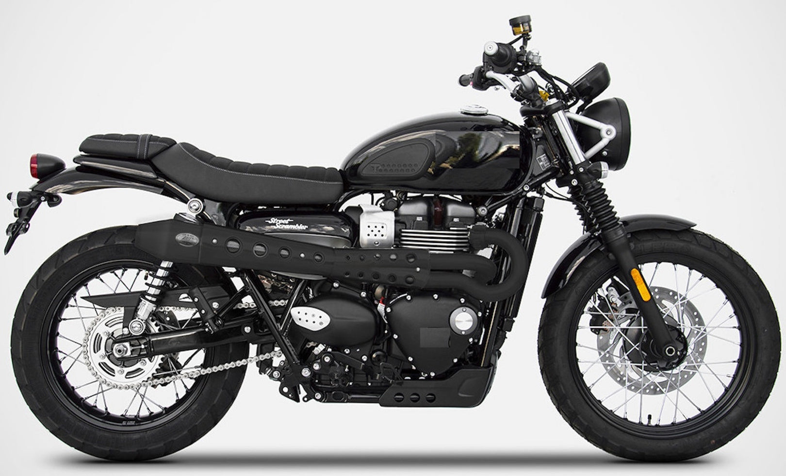 Complete Exhaust System Without Catalytic Converter And Without Sound Certification Conical High Steel Black - Zard Compatible With Triumph Scrambler 900 (2017-2023)
