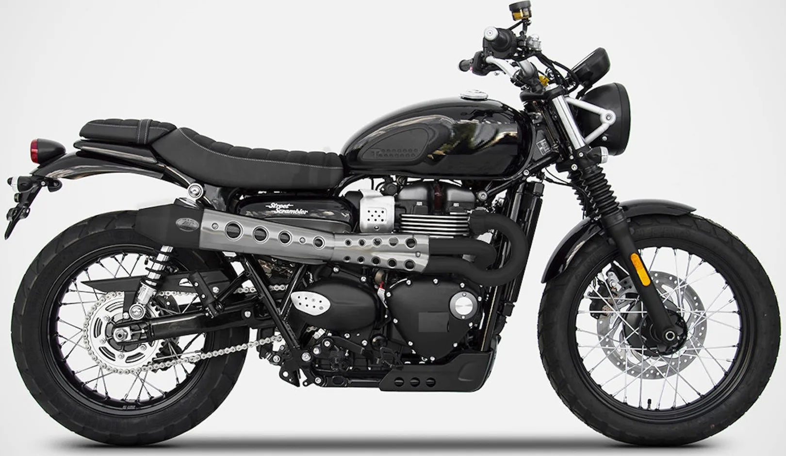 Sistema De Escape Completo Sin Catalizador Y Sin Homologación Acústica Conical High Acero - Zard Compatible Con Triumph Street Scrambler 900 (2017-2023)