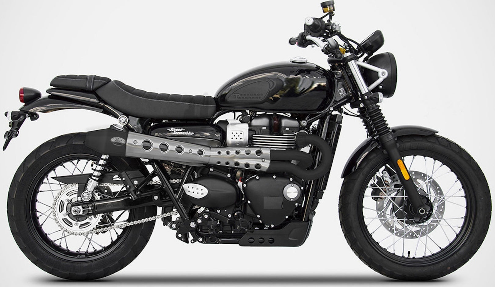 Complete Exhaust System Without Catalytic Converter And Without Sound Certification Conical High Stainless Steel - Zard Compatible With Triumph Street Scrambler 900 (2017-2023)
