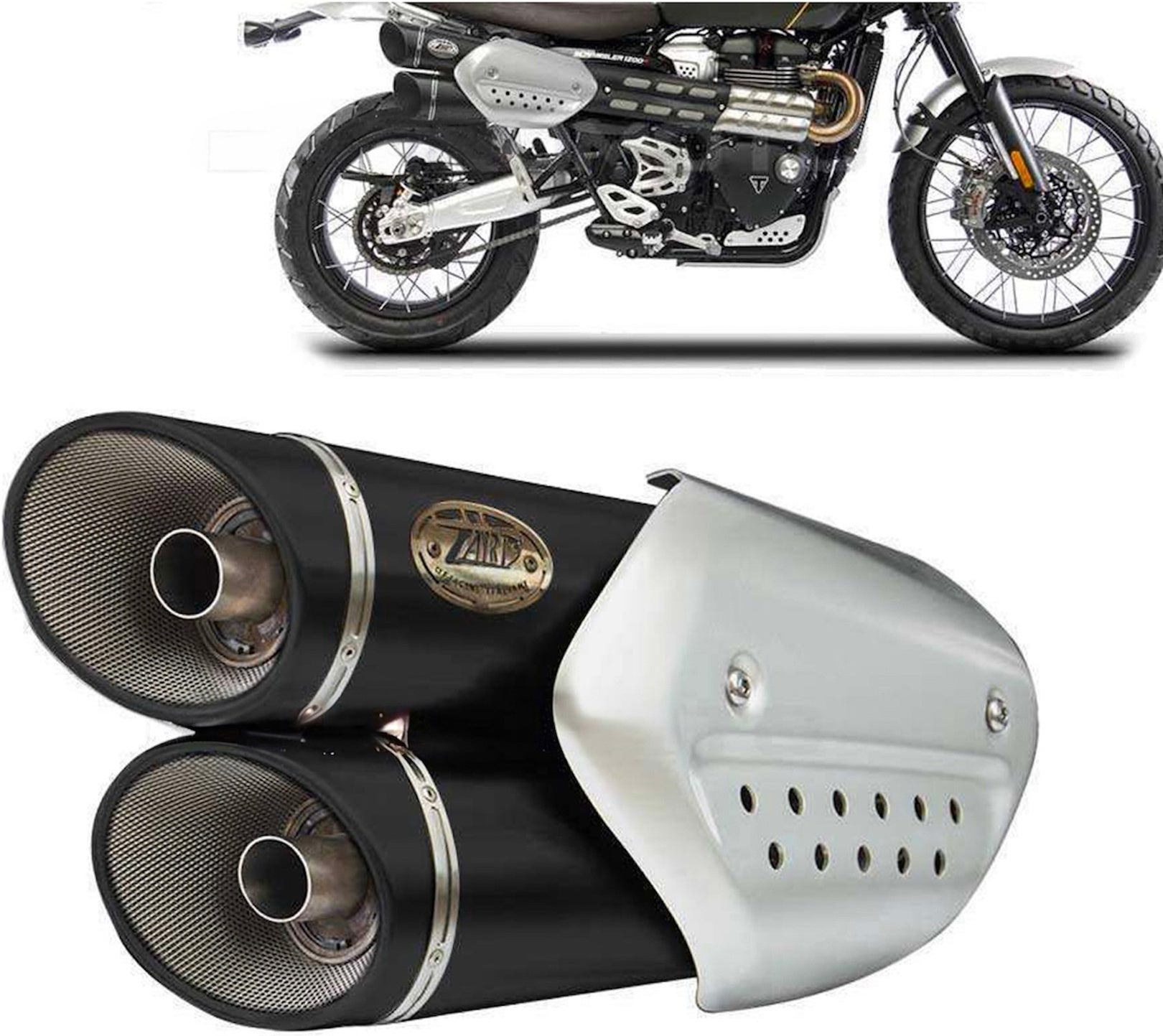 Complete Exhaust System Without Catalytic Converter And Without Sound Certification Steel Black - Zard Compatible With Triumph Scrambler 1200 (2019-2020)