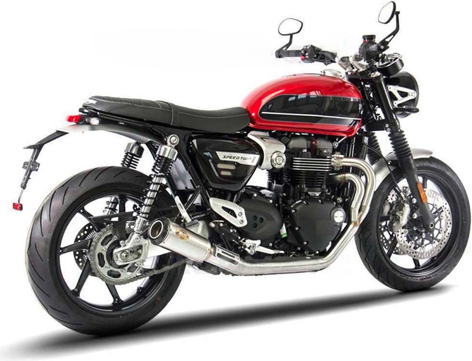 Complete Exhaust System Without Catalytic Converter And Without Sound Certification Sp Stainless Steel Endcap Carbon - Zard Compatible With Triumph Speed Twin 1200 (2019-2023)