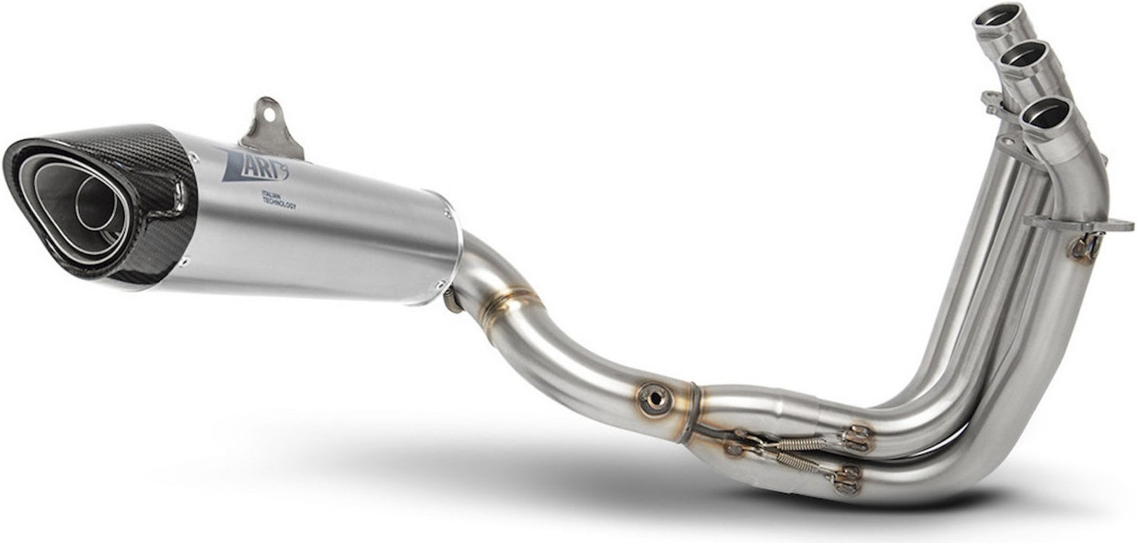 Complete Exhaust System Without Catalytic Converter And Without Sound Certification Titanium Endcap Carbon - Zard Compatible With Triumph Trident 660 (2021-2023)