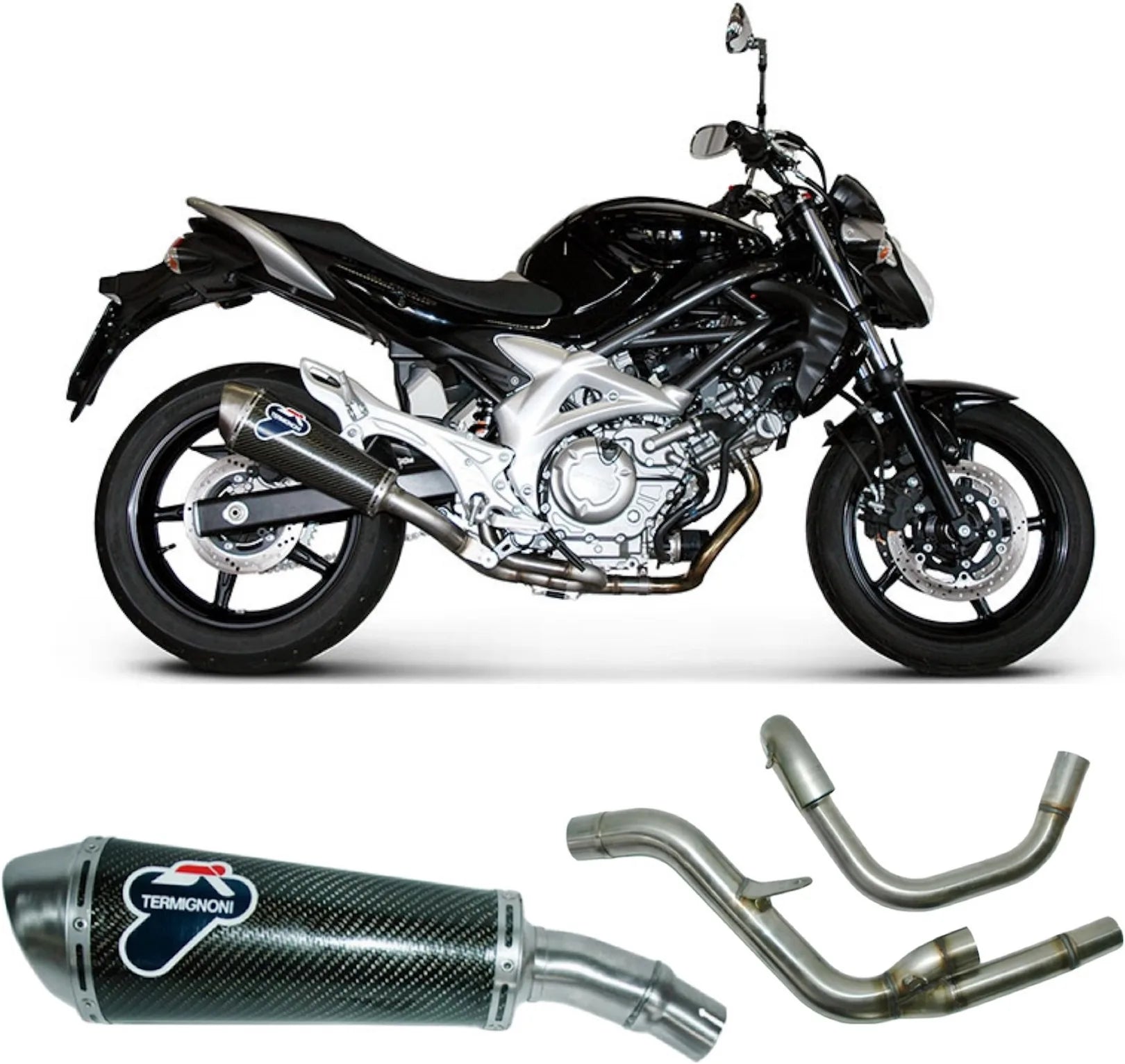Tubo De Escape Con Homologación Acústica Oval Carbono - Termignoni Compatible Con Suzuki Gladius (2009-2019)