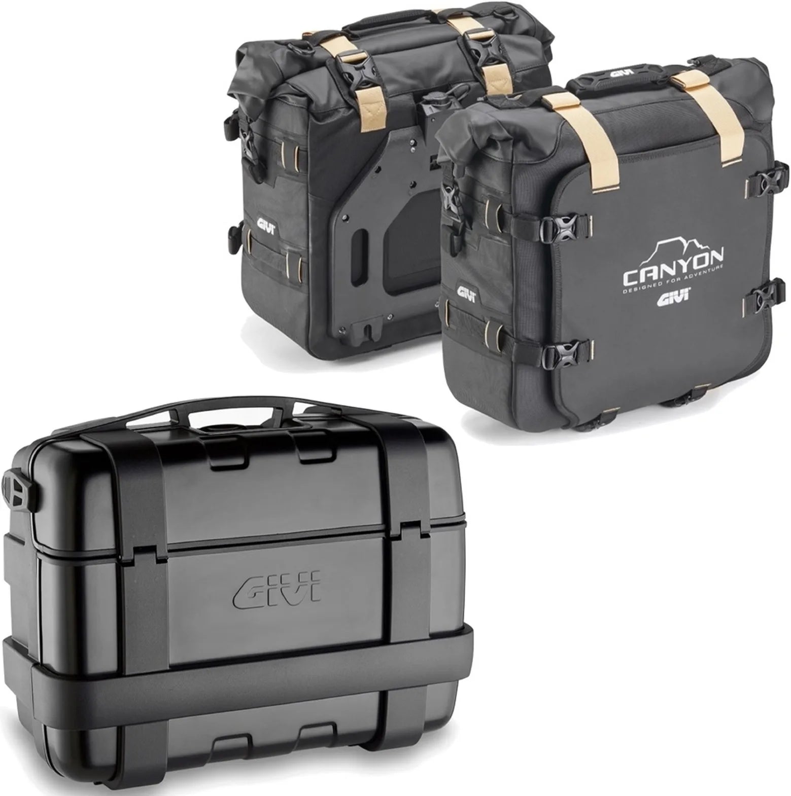 Baúl + Alforjas Laterales Trekker Canyon Negro 83 Lt Trekker Canyon Plastico - Givi Compatible Con Suzuki Gsr 600 (2006-2011)