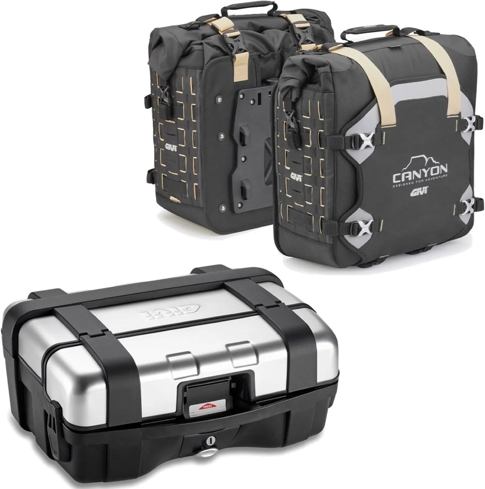 Baúl + Alforjas Laterales Trekker Canyon 103 Lt Trekker Canyon Plastico - Givi Compatible Con Suzuki Gsr 600 (2006-2011)