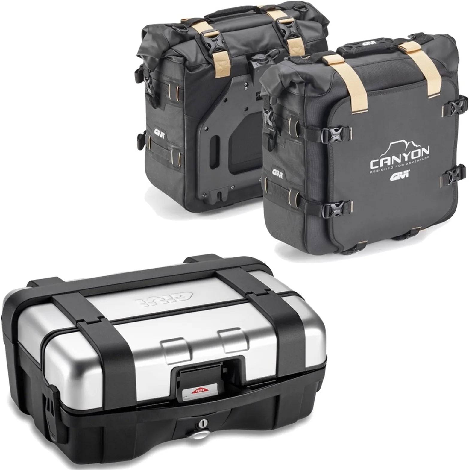 Baúl + Alforjas Laterales Trekker Canyon 83 Lt Trekker Canyon Plastico - Givi Compatible Con Suzuki Gsr 600 (2006-2011)