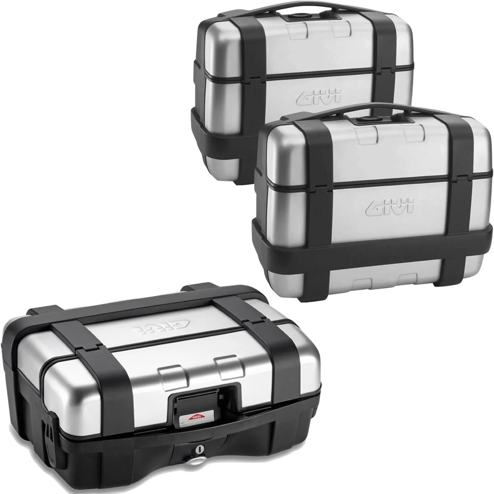 Baúl + Maletas Laterales Trekker 99 Lt Trekker Aluminio - Givi Compatible Con Triumph Bonneville T100 (2017-2022)