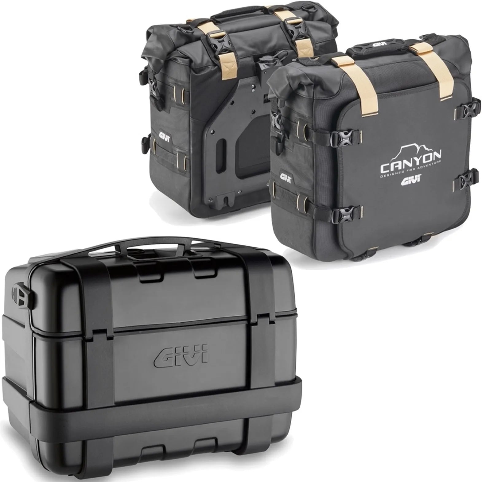 Baúl + Alforjas Laterales Trekker Canyon Negro 96 Lt Trekker Canyon Plastico - Givi Compatible Con Suzuki Gsr 600 (2006-2011)