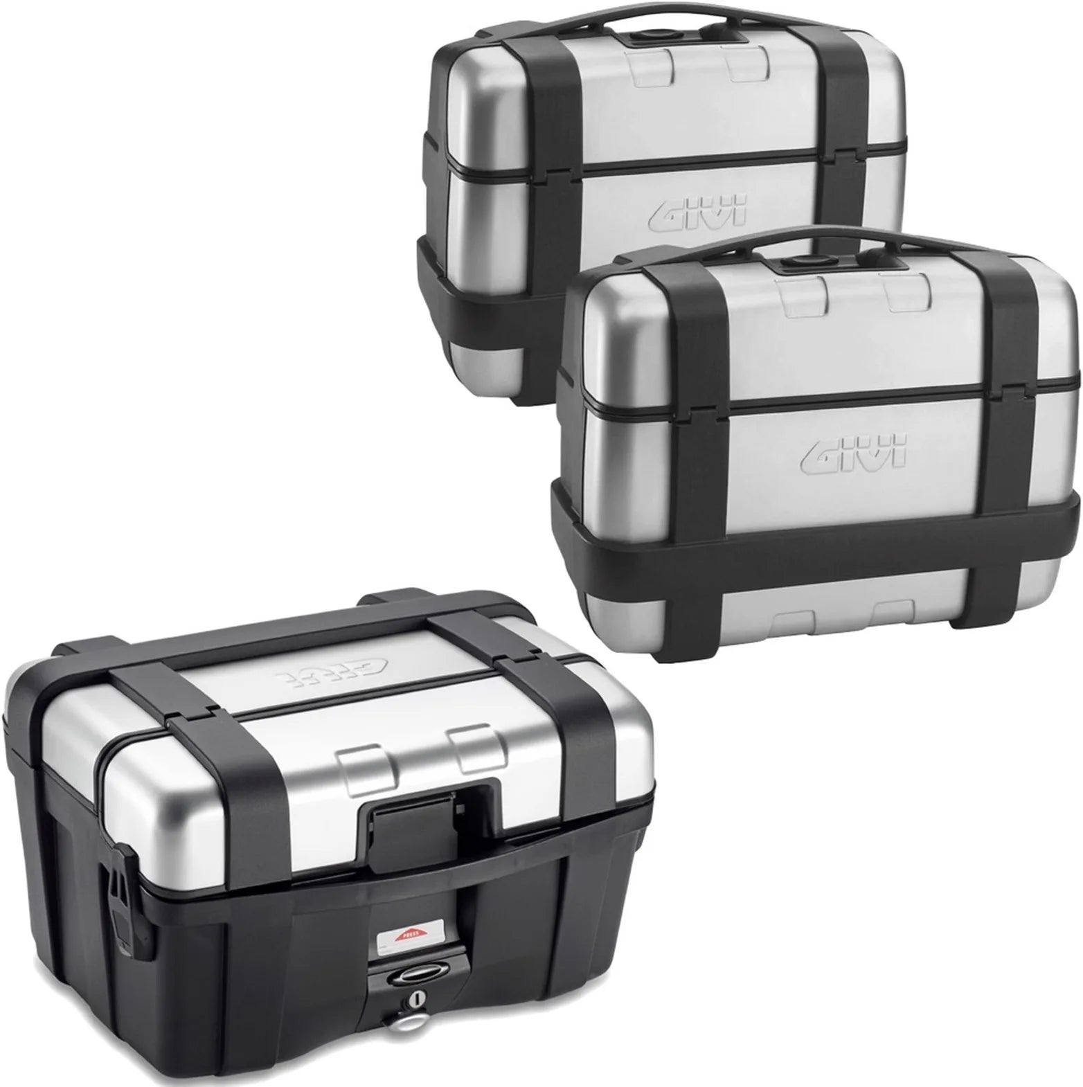 Baúl + Maletas Laterales Trekker 138 Lt Trekker Aluminio - Givi Compatible Con Triumph Bonneville T100 (2017-2022)