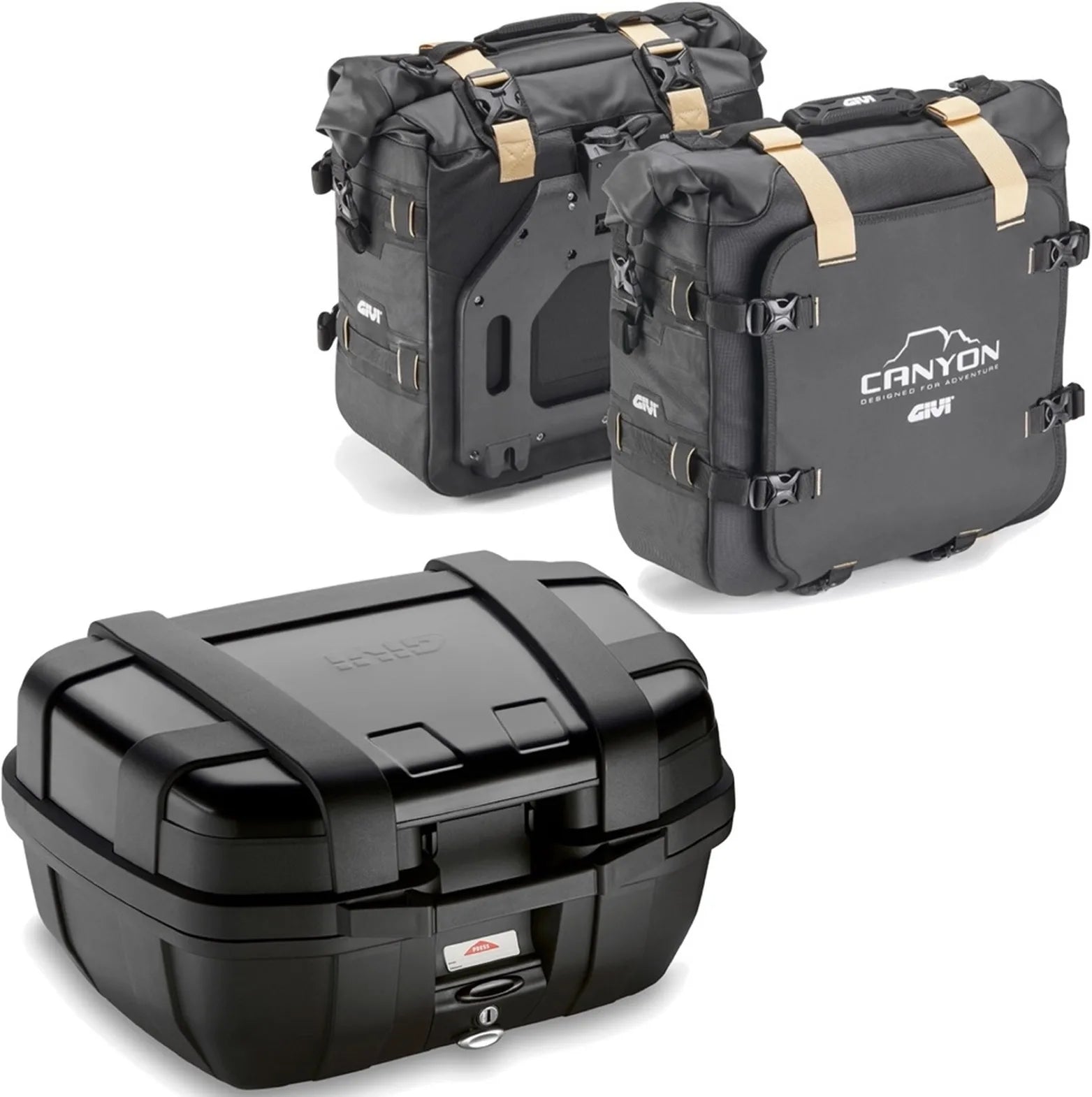 Baúl + Alforjas Laterales Trekker Canyon Negro 102 Lt Trekker Canyon Plastico - Givi Compatible Con Yamaha Fz-6 - Fazer (2004-2006)