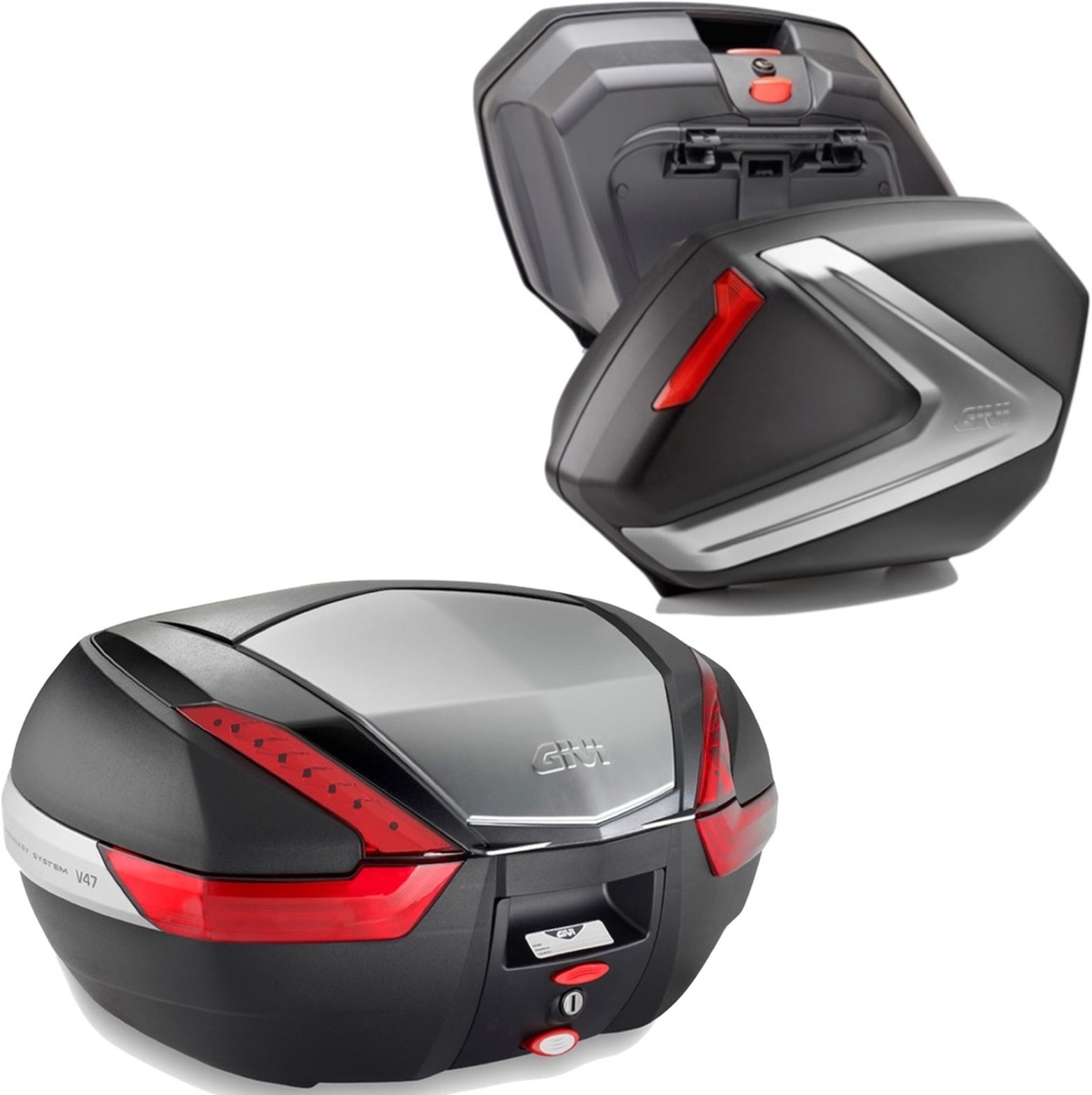 Silver Top Case + Side Cases - 121 Lt Technopolymer - Givi Compatible With Moto Guzzi V 100 Mandello 1000 (2022-2024)