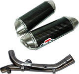 Escape Doble Sin Catalizador Con Homologación Acústica Oval Carbono - Termignoni Compatible Con Yamaha Yzf-R1 (2009-2011)