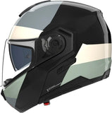 Flip-Up Travelling Motorcycle Helmet Nolan N90-3 06 Black / Ivory / Anthracite / Green Grey Blocco 354 Size S