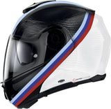 Flip-Up Travelling Motorcycle Helmet Nolan X-1005 Ultra Carbon Carbon / White / Red / Blue Gemini 349 Size L