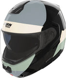 Flip-Up Travelling Motorcycle Helmet Nolan N90-3 06 Black / Ivory / Anthracite / Green Grey Blocco 354 Size S