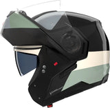 Flip-Up Travelling Motorcycle Helmet Nolan N90-3 06 Black / Ivory / Anthracite / Green Grey Blocco 354 Size S
